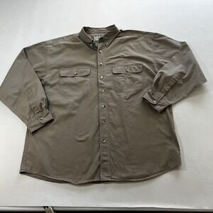 Bit & Bridle Shirt Mens XL Tan 100% Cotton Pockets Button Up Long Sleeve